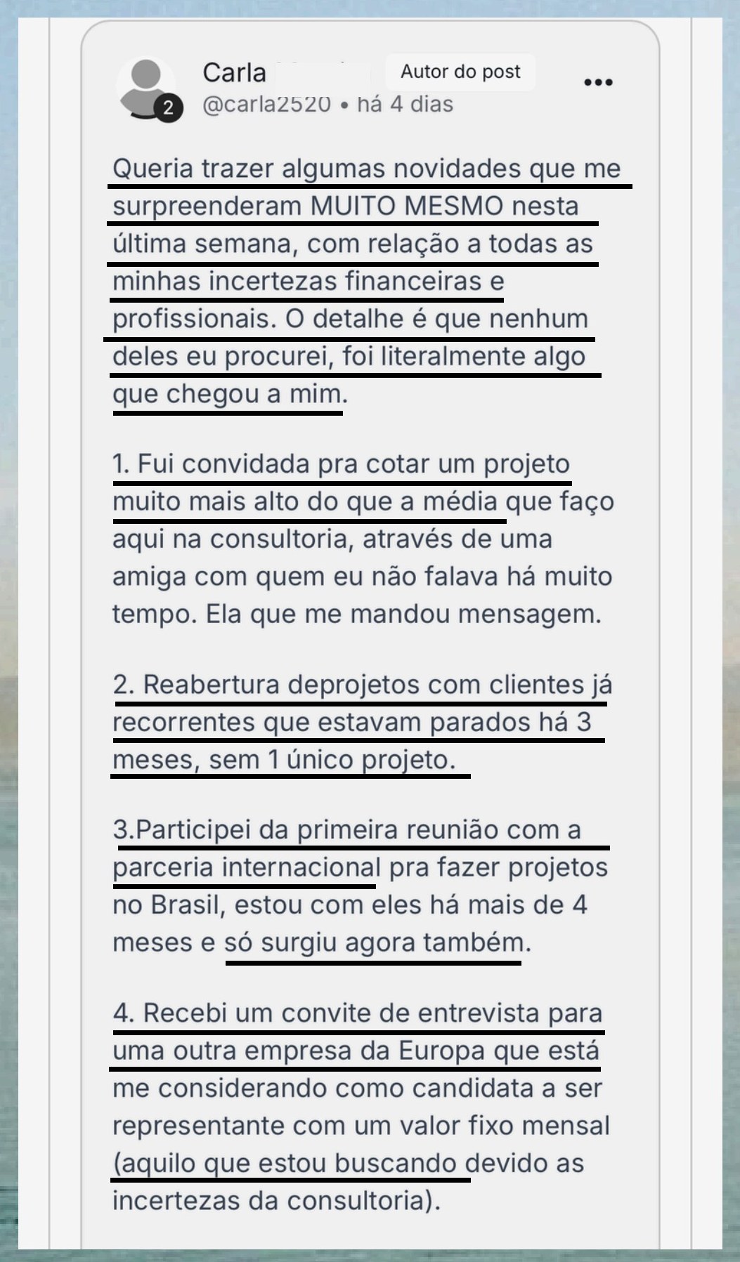 Feedback de cliente Almah 1